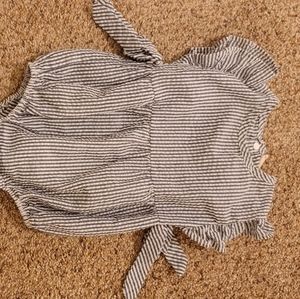 Navy and White Pinstriped Bubble Size 80 (12-18 month)